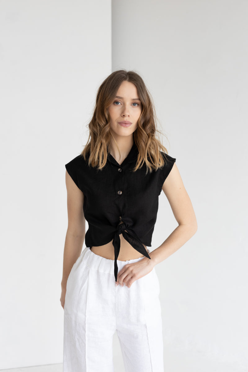 sleveless linen shirt