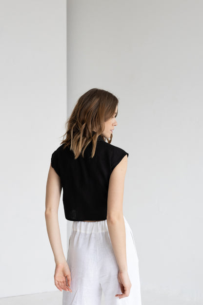 sleveless linen shirt