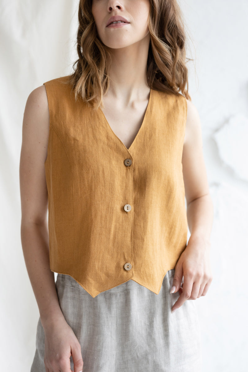 short linen vest