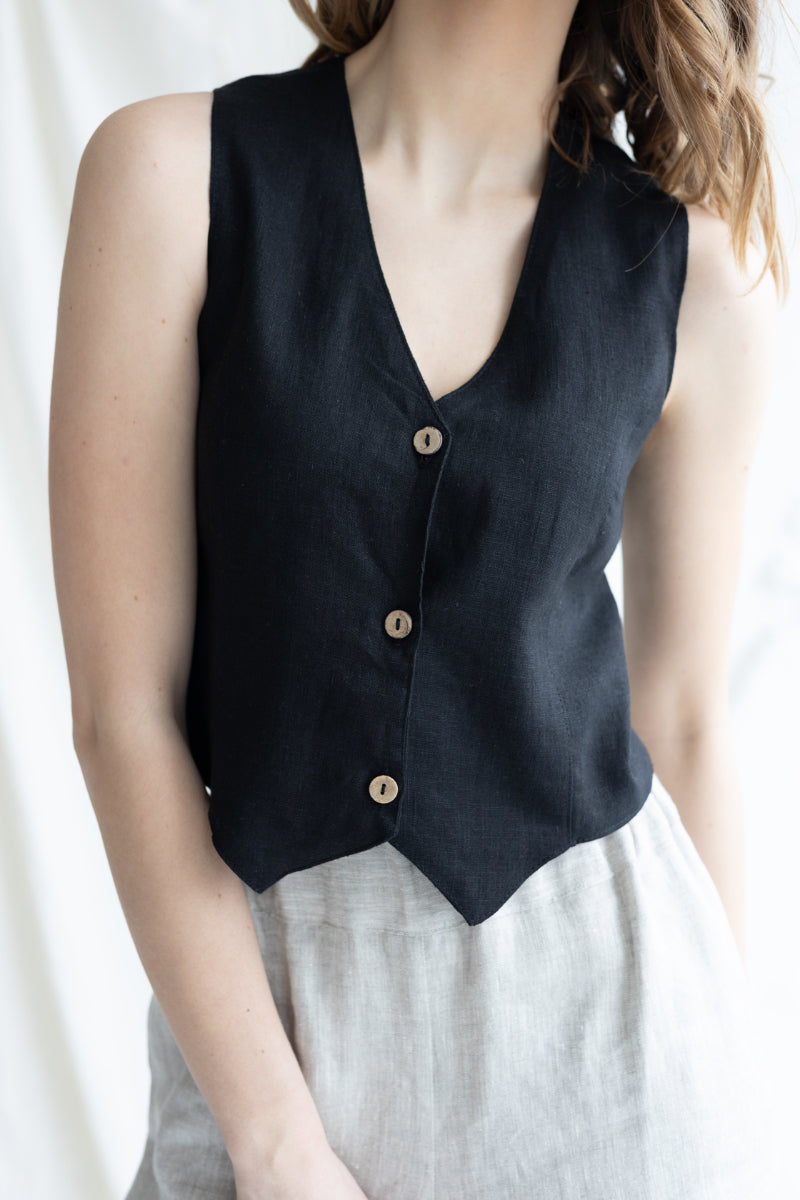 short linen vest