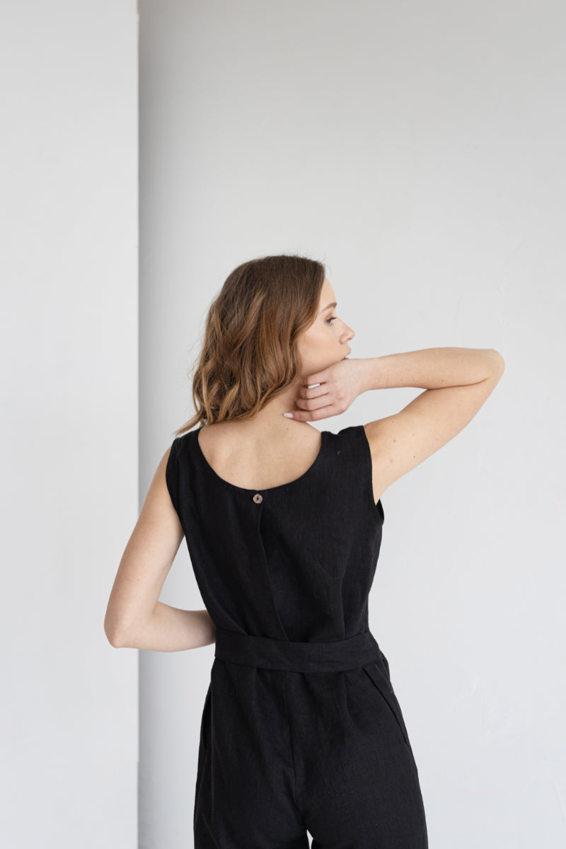 black linen jumpsuit