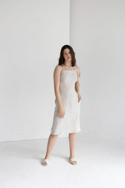 open back linen dress