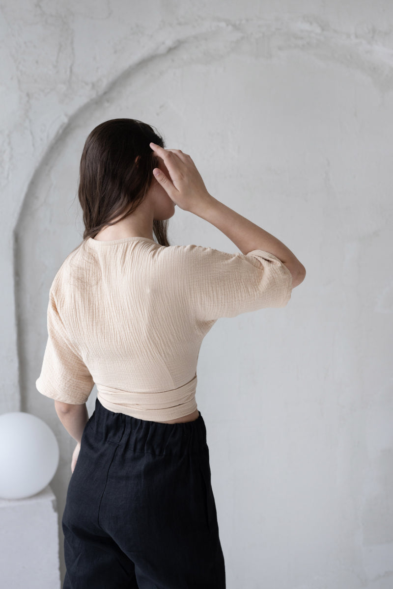 gauze wrap blouse