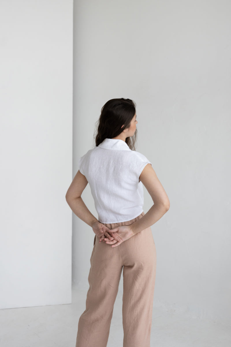 sleeveless linen shirt