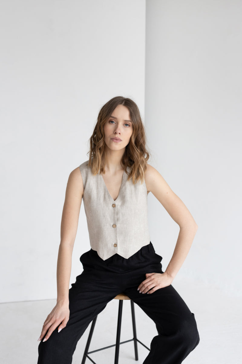 short linen vest