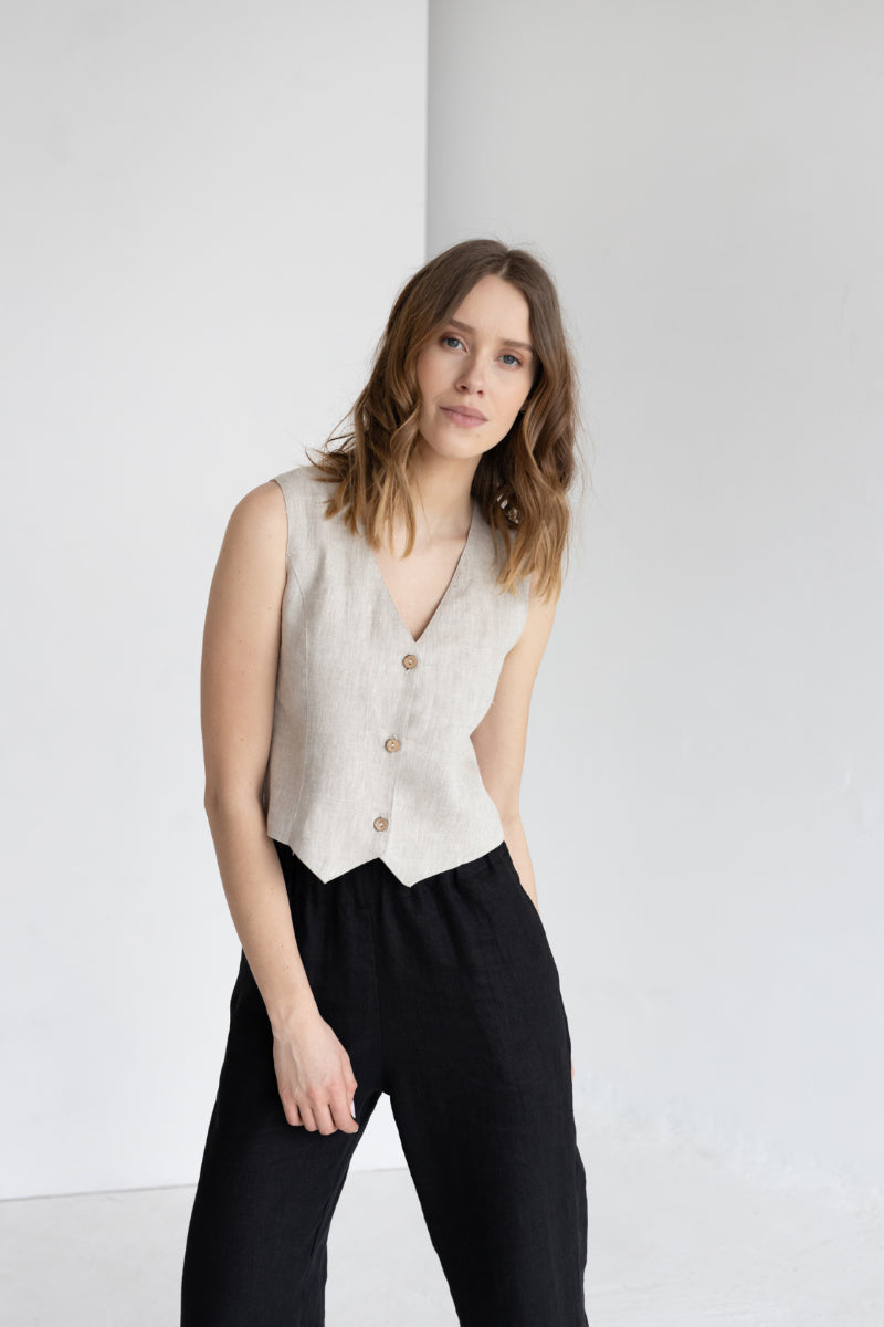 short linen vest