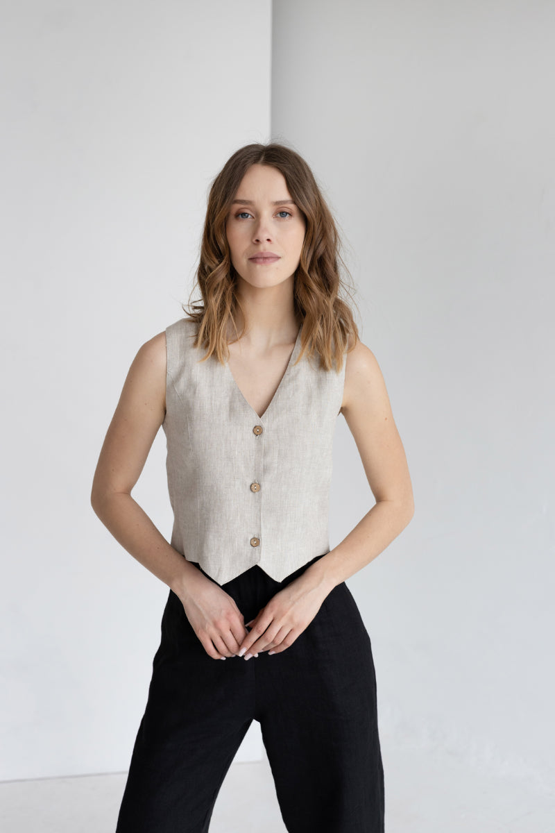 short linen vest