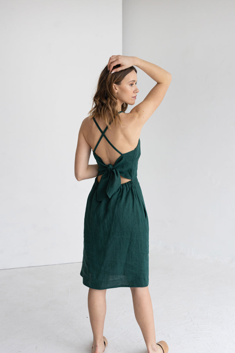 open back linen dress