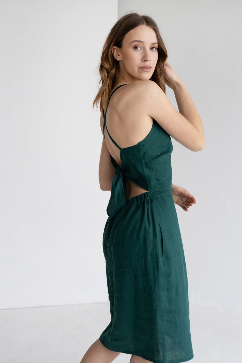 open back linen dress