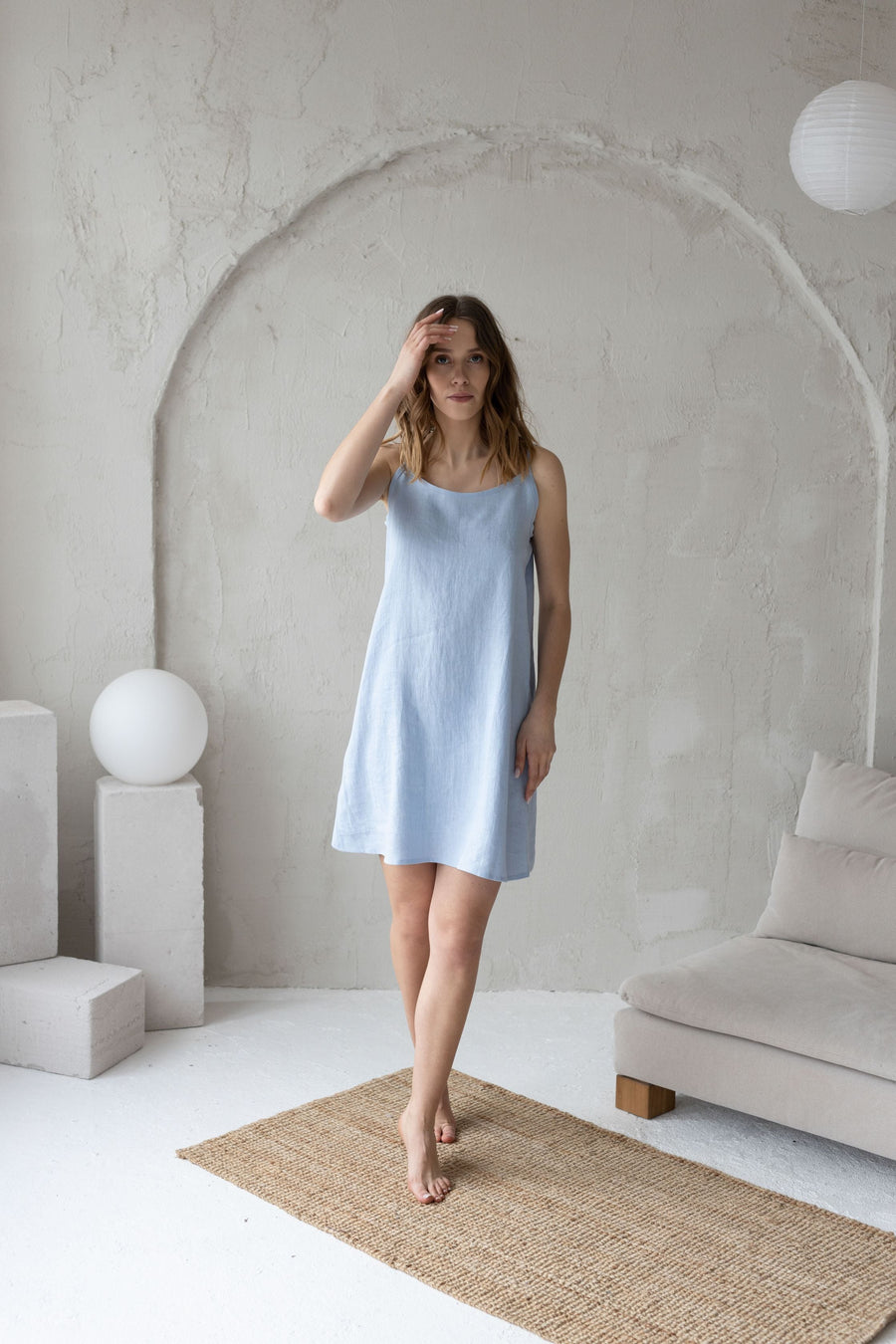 Baby blue linen nightdress