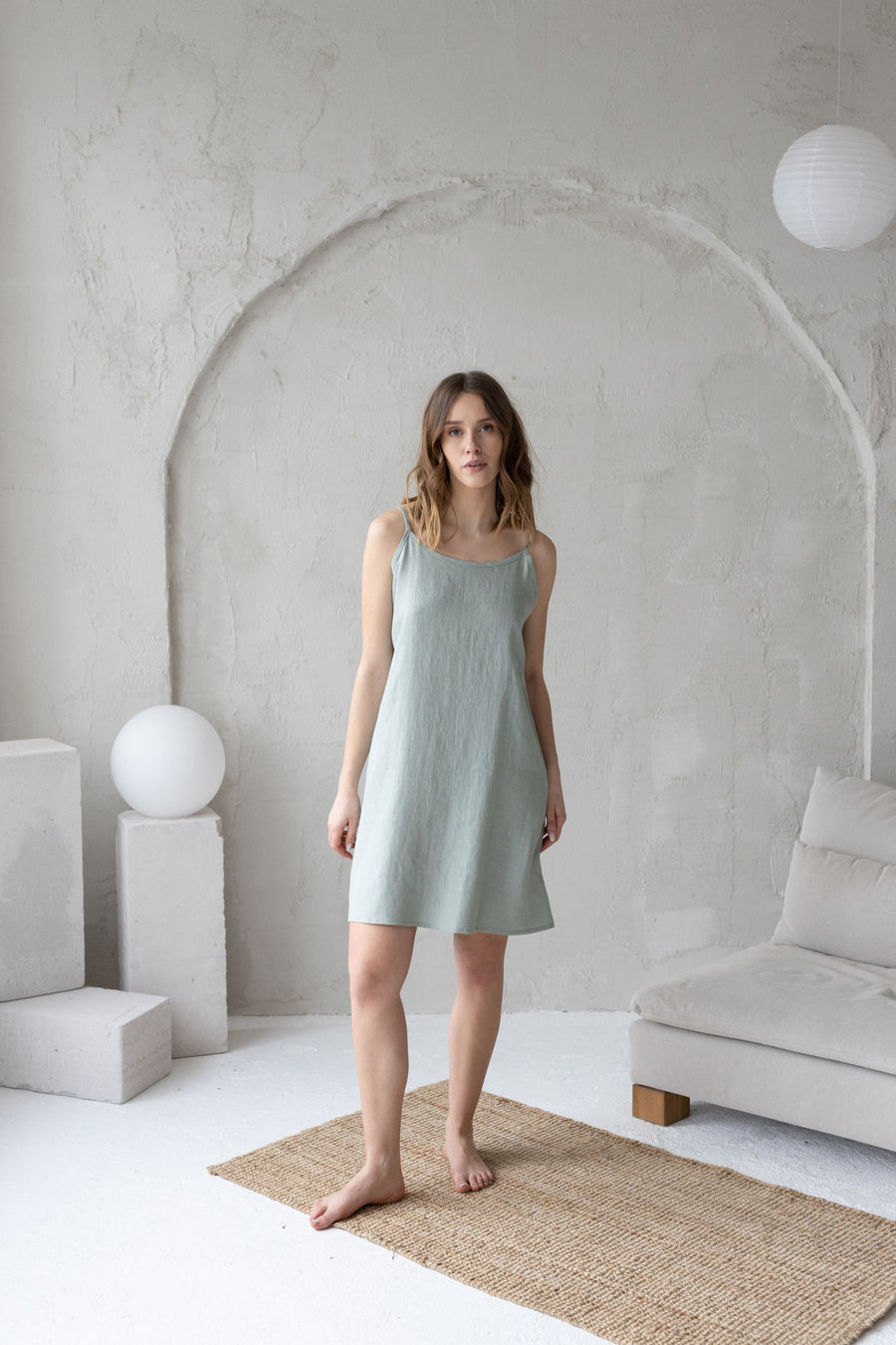 Baby blue linen nightdress