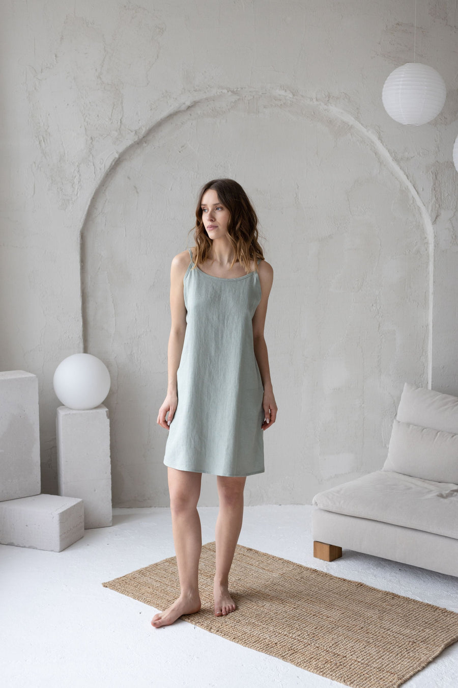 Baby blue linen nightdress