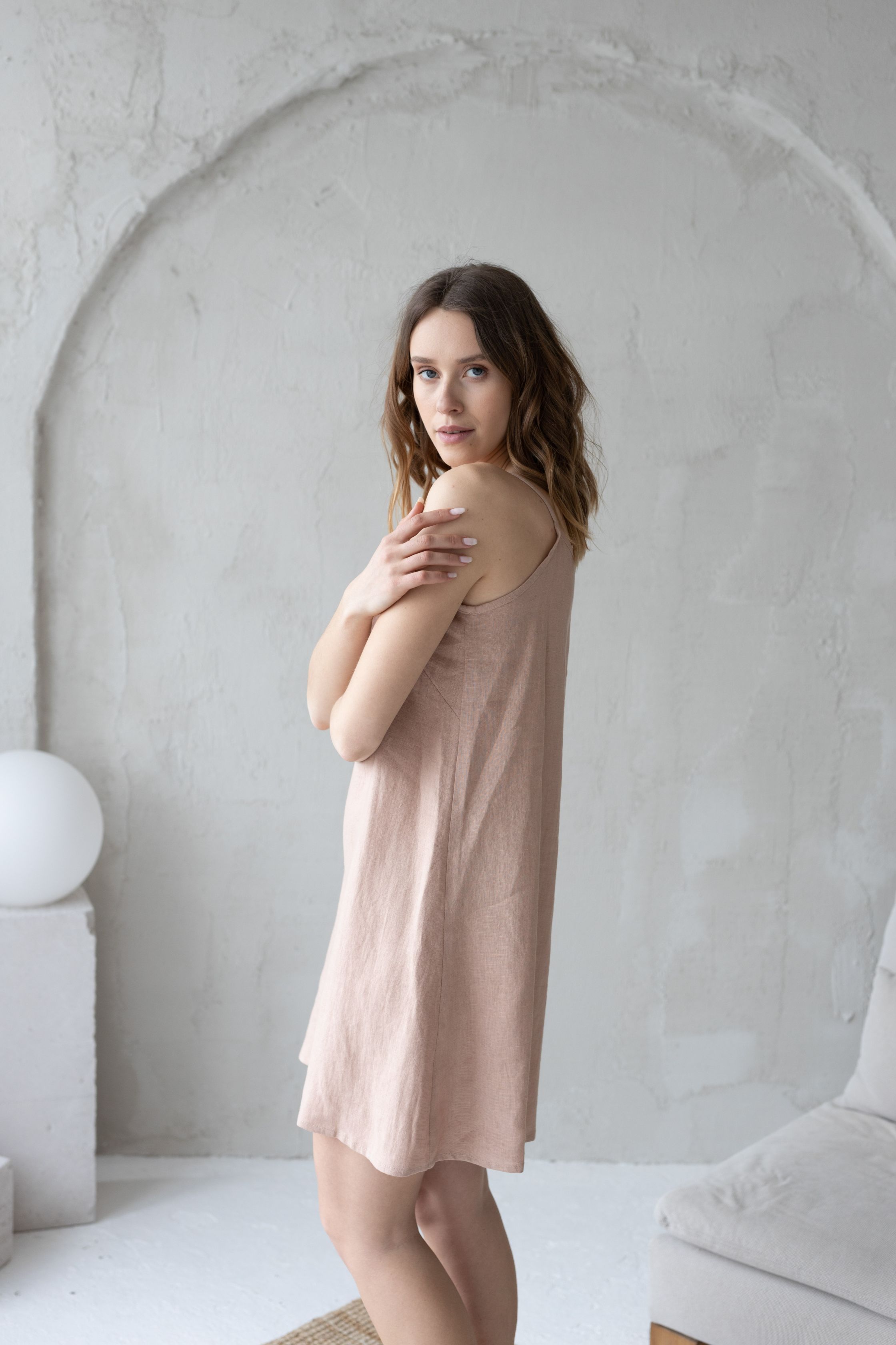 Peach linen nightdress