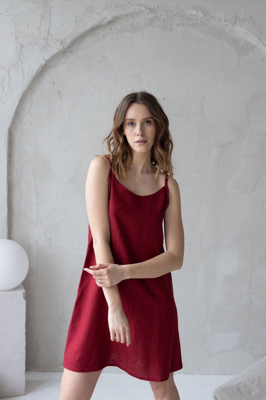 Berry Red linen nightdress