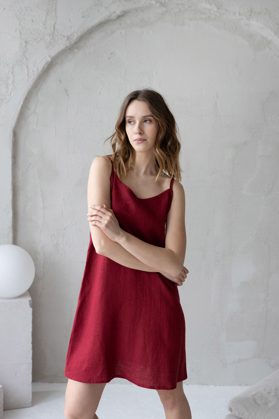 Berry Red linen nightdress