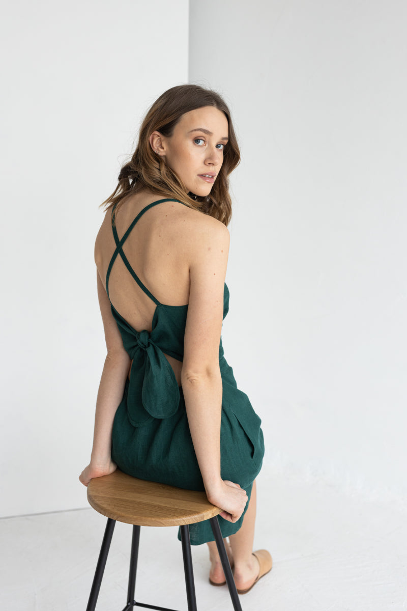 open back linen dress