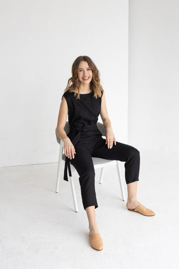 black linen jumpsuit