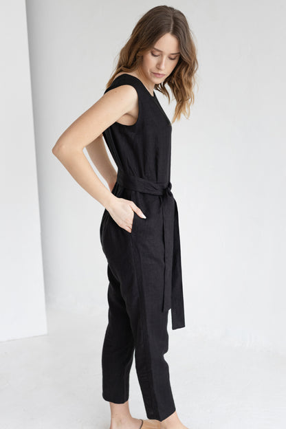 black linen jumpsuit