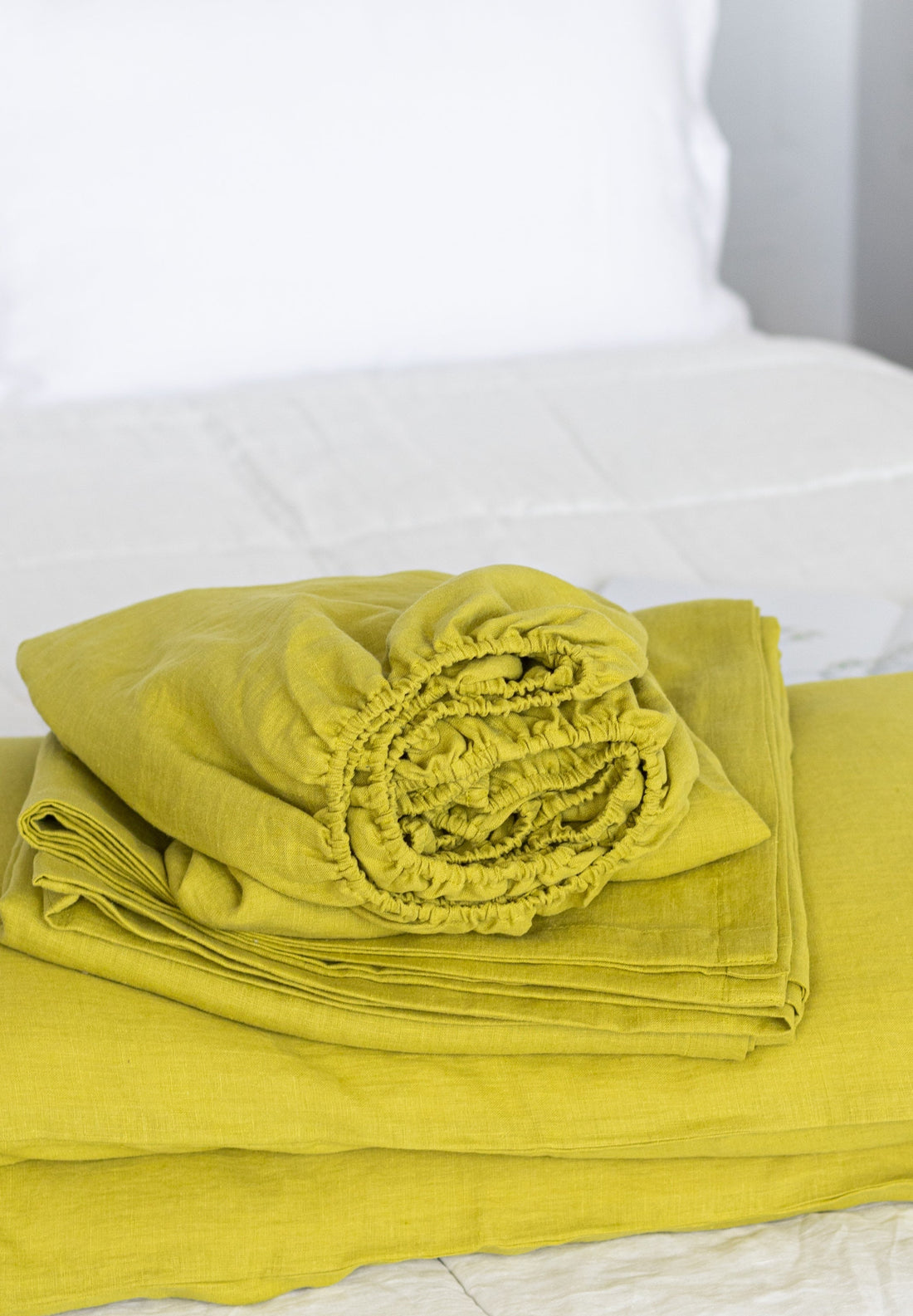 lime linen fitted sheet