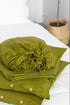 moss green linen fitted sheet