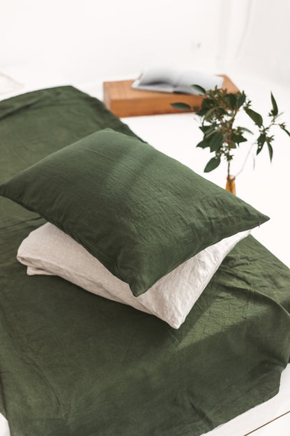 green linen pillowcase