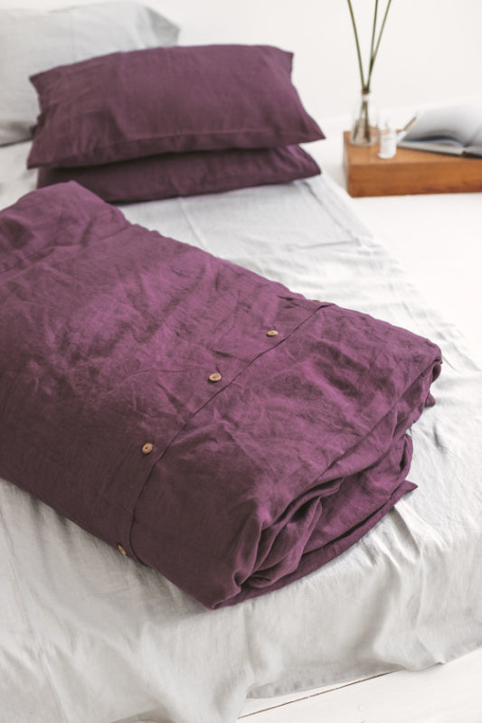 Plum linen bedding