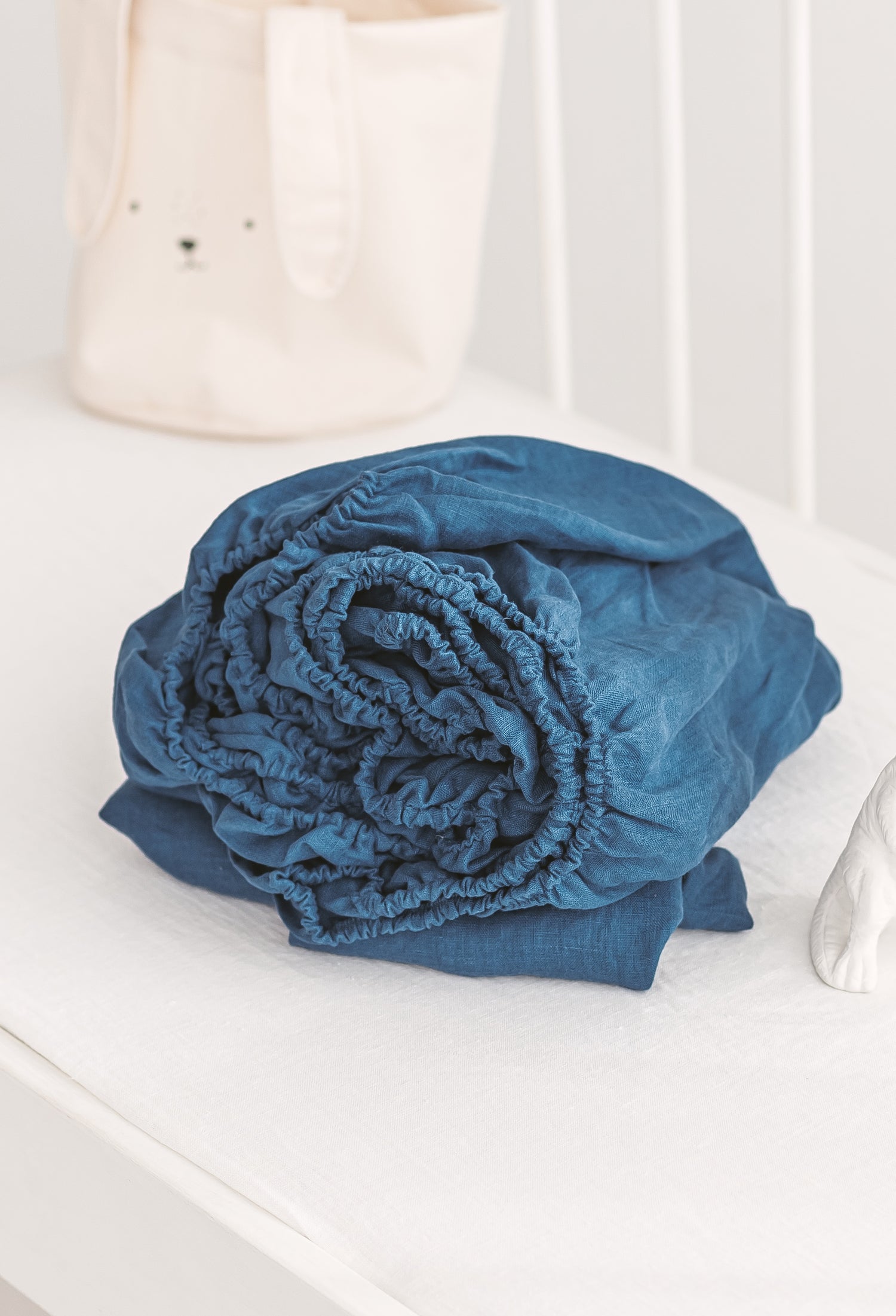 teal linen fitted sheet