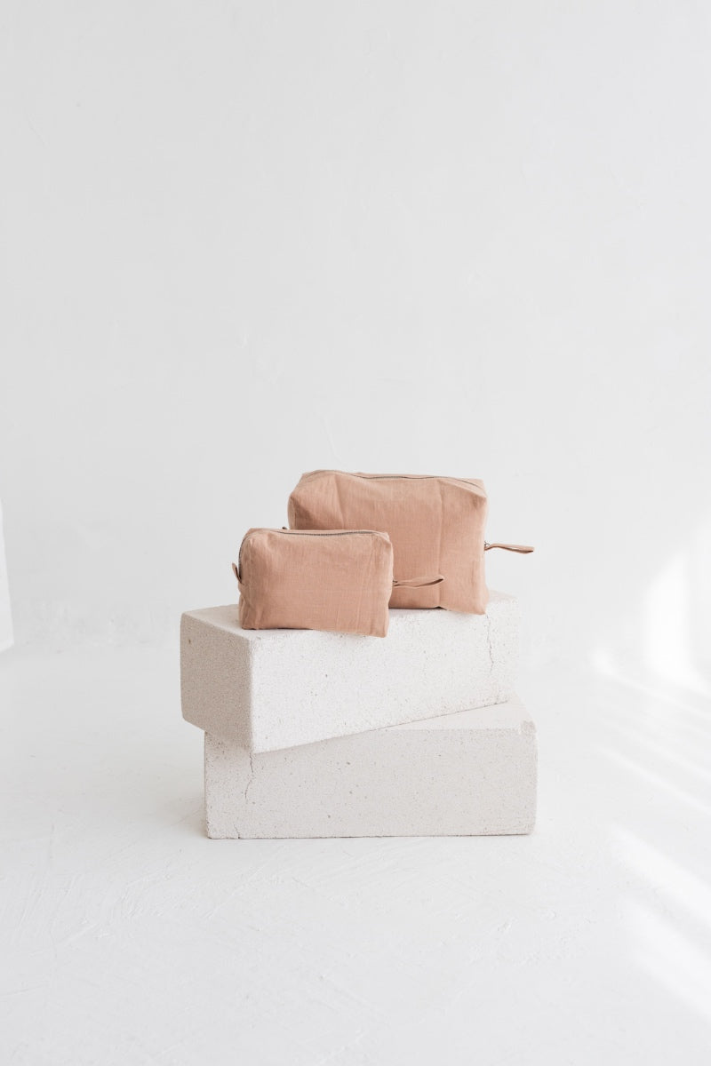 linen makeup bag