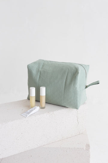 linen makeup bag