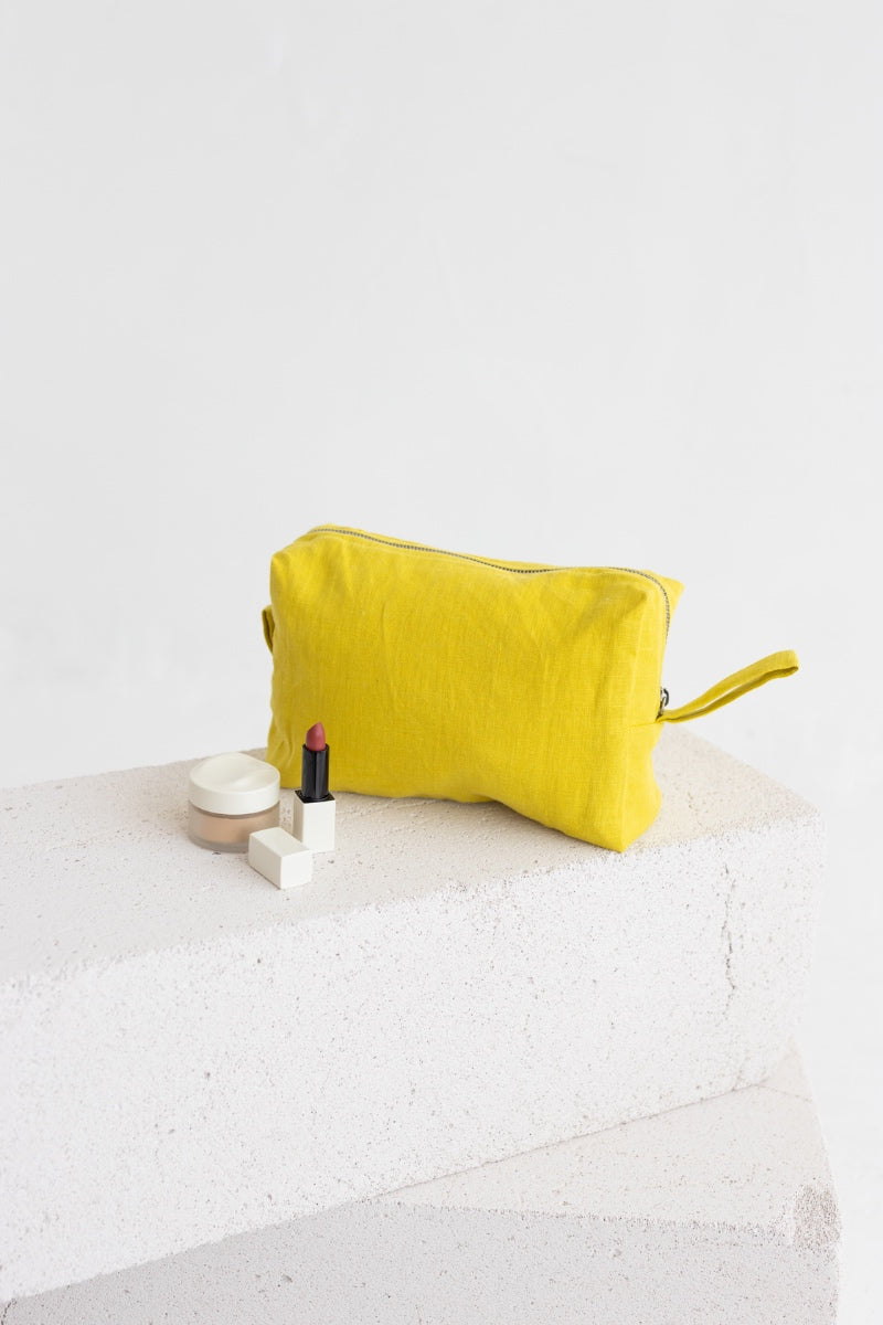 linen makeup bag