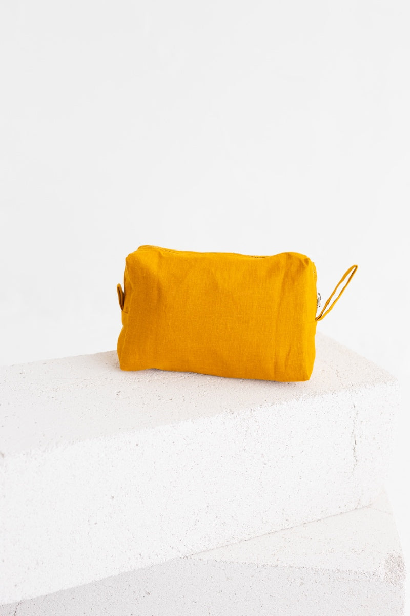 linen makeup bag