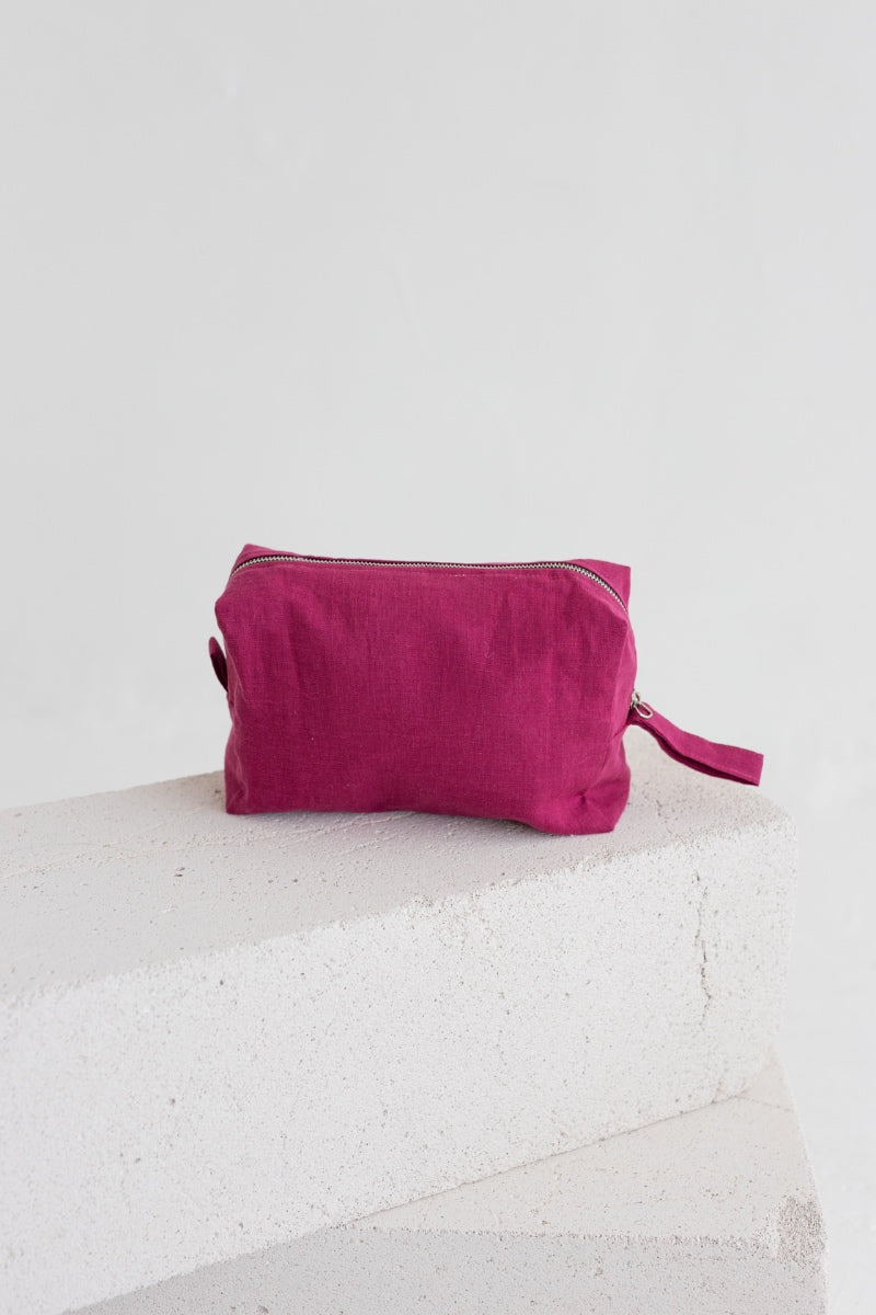 linen makeup bag