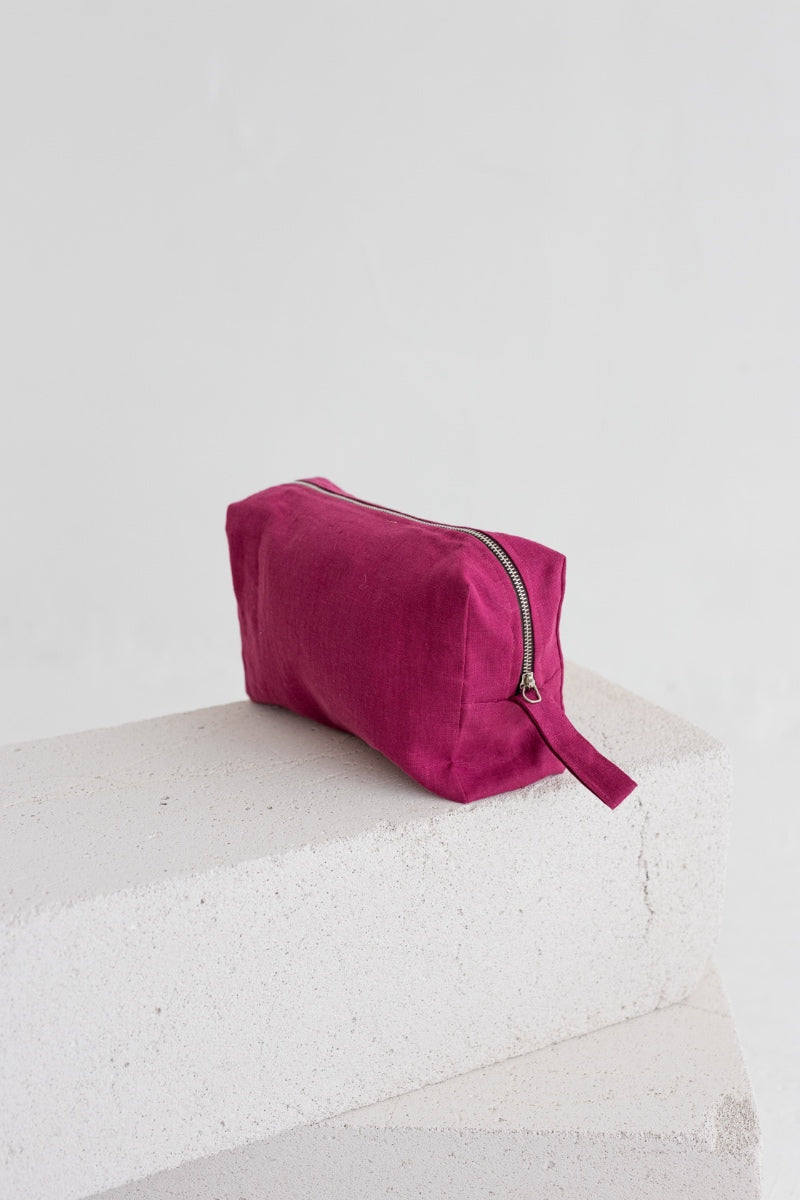 linen makeup bag