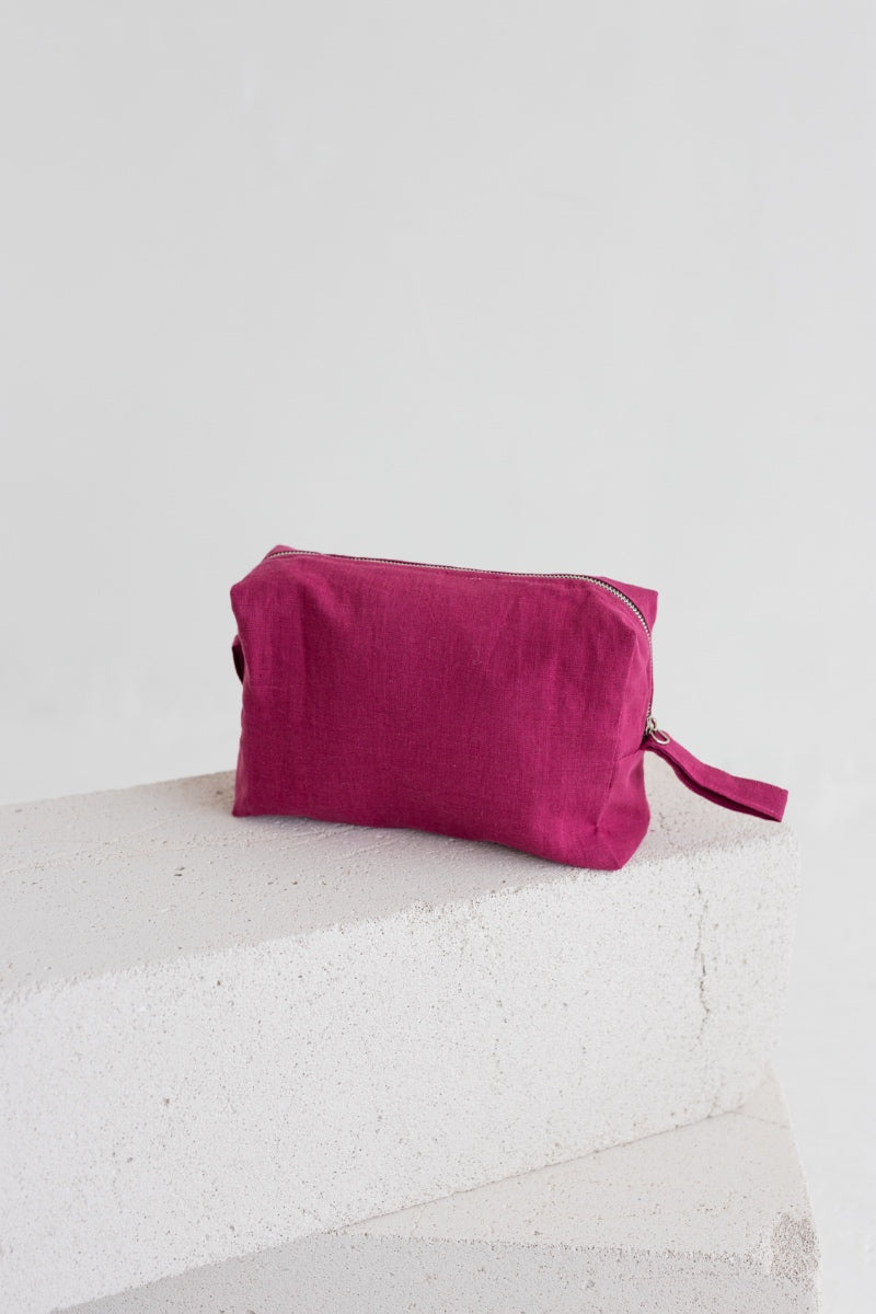 linen makeup bag