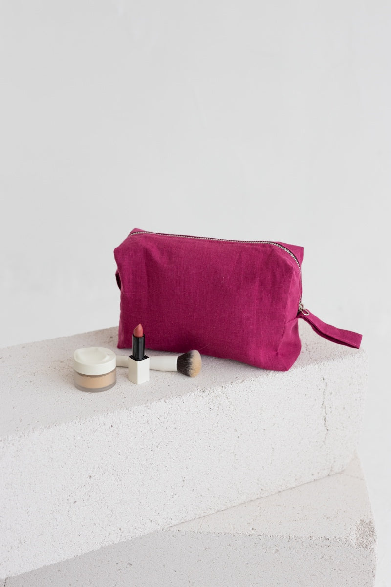 linen makeup bag