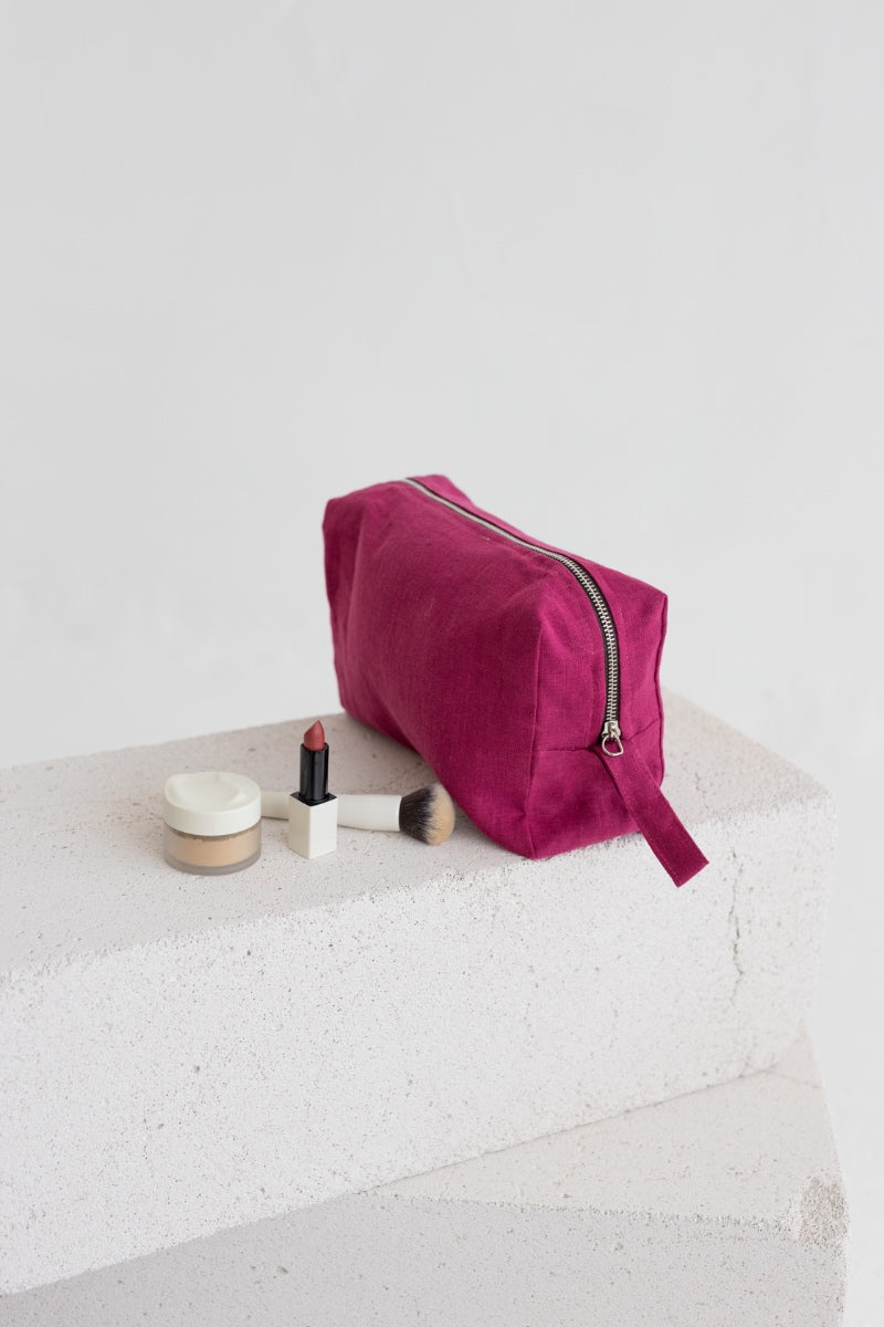 linen makeup bag