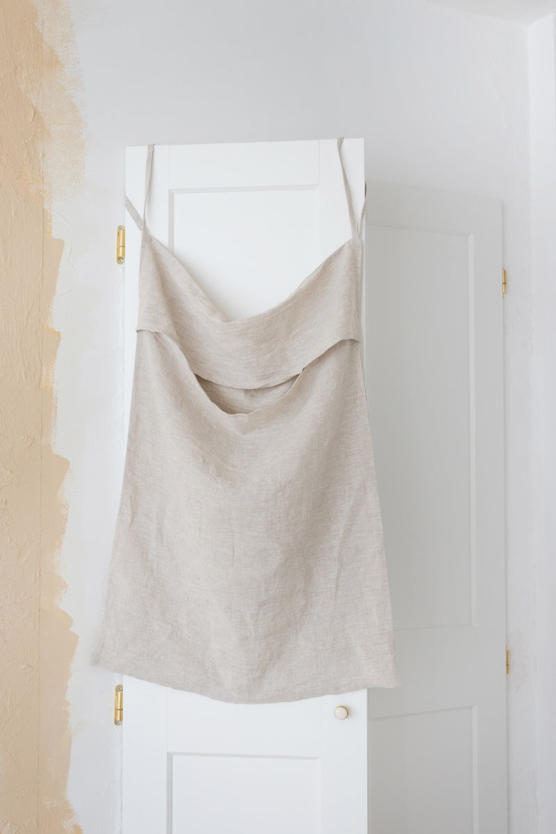 hanging linen laundry bag