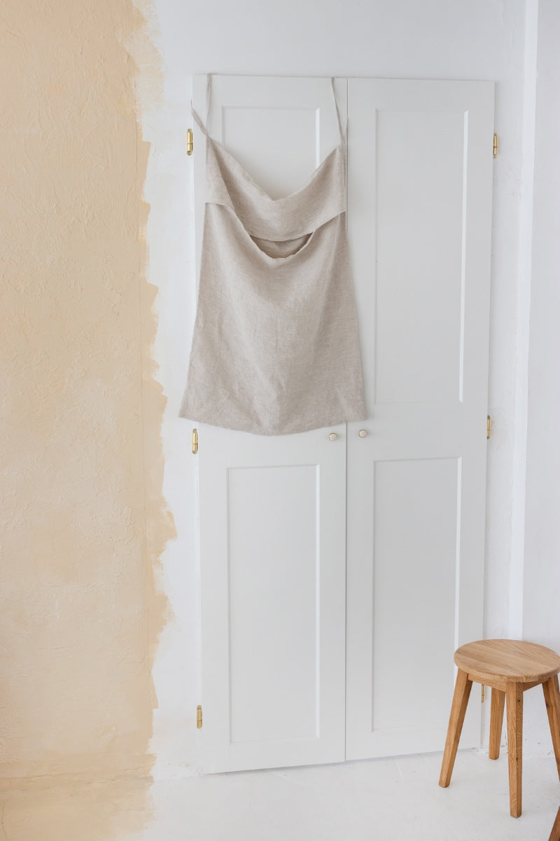 hanging linen laundry bag