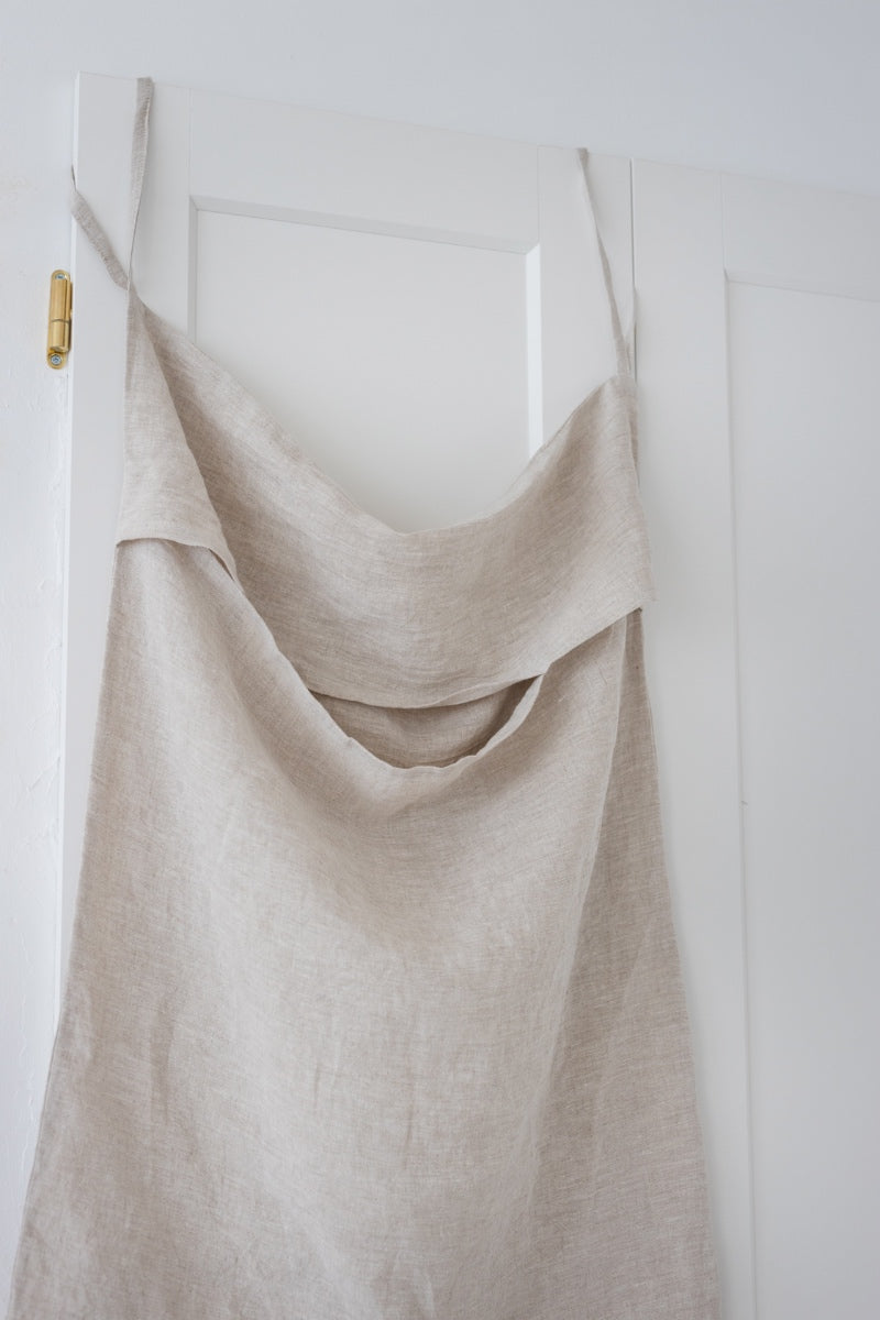 hanging linen laundry bag