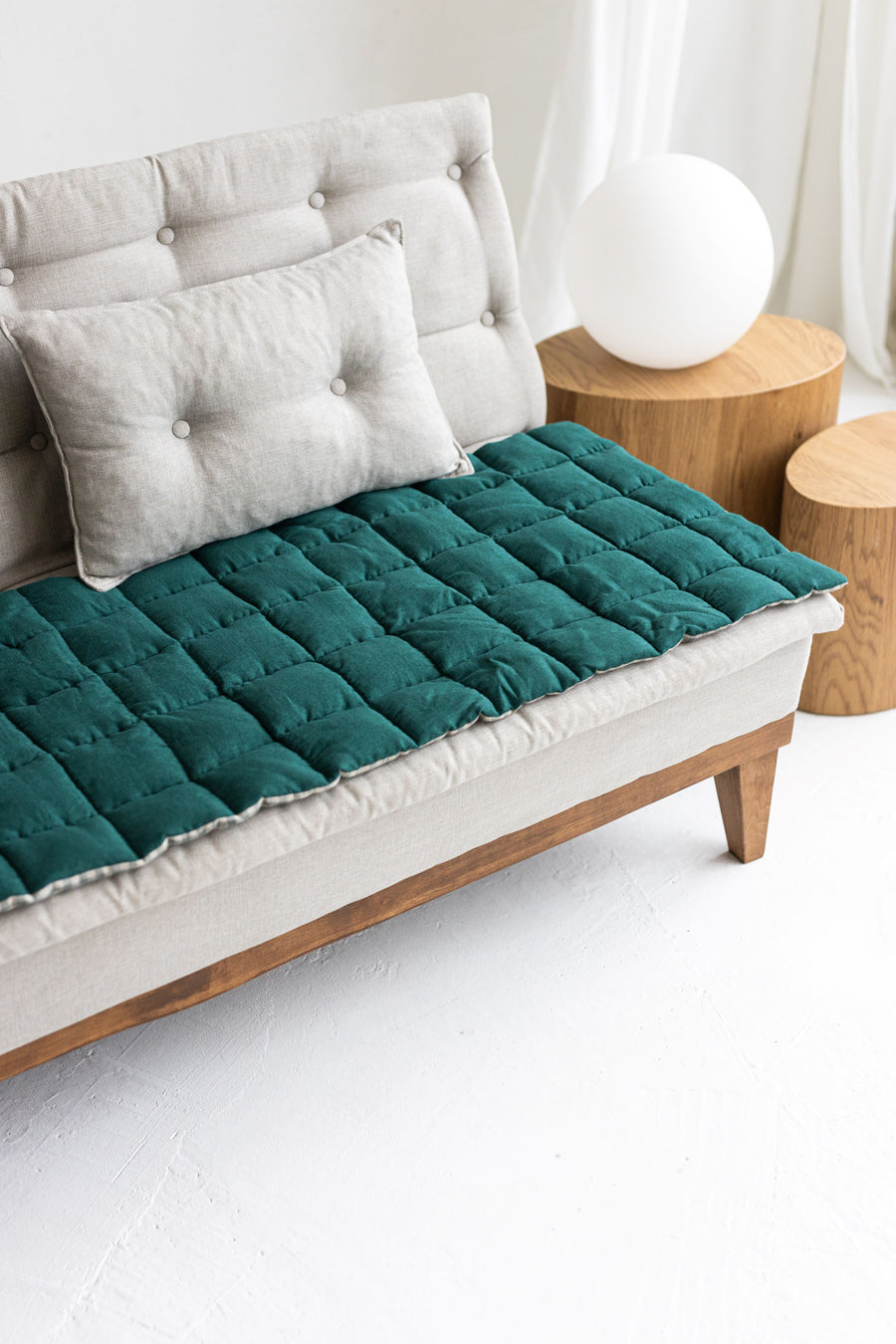 Two-sided Emerald Linen Couch Mat