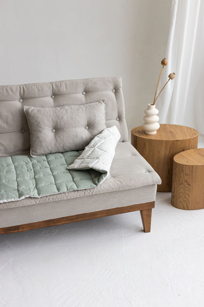 Two-sided Sage Linen Couch Mat