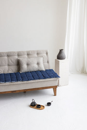 Two-sided Blue Linen Couch Mat