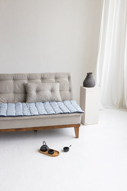 Two-sided Blue Linen Couch Mat