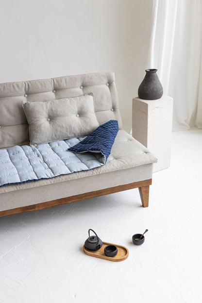 Two-sided Blue Linen Couch Mat