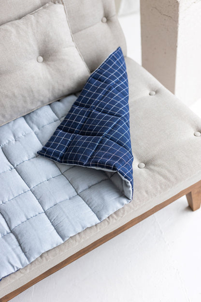 Two-sided Blue Linen Couch Mat