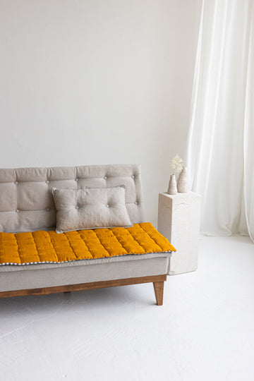 Two-sided Mustard Linen Couch Mat