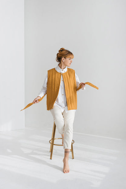 quilted linen vest