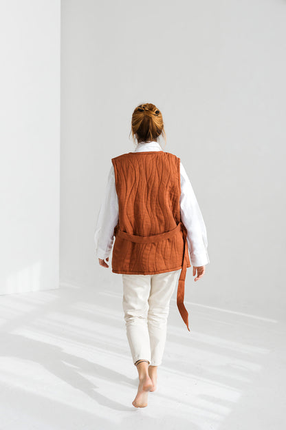 quilted linen vest