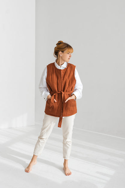 quilted linen vest