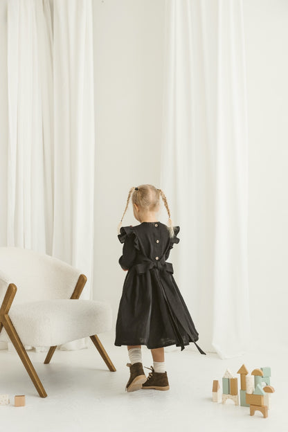 black linen girls dress